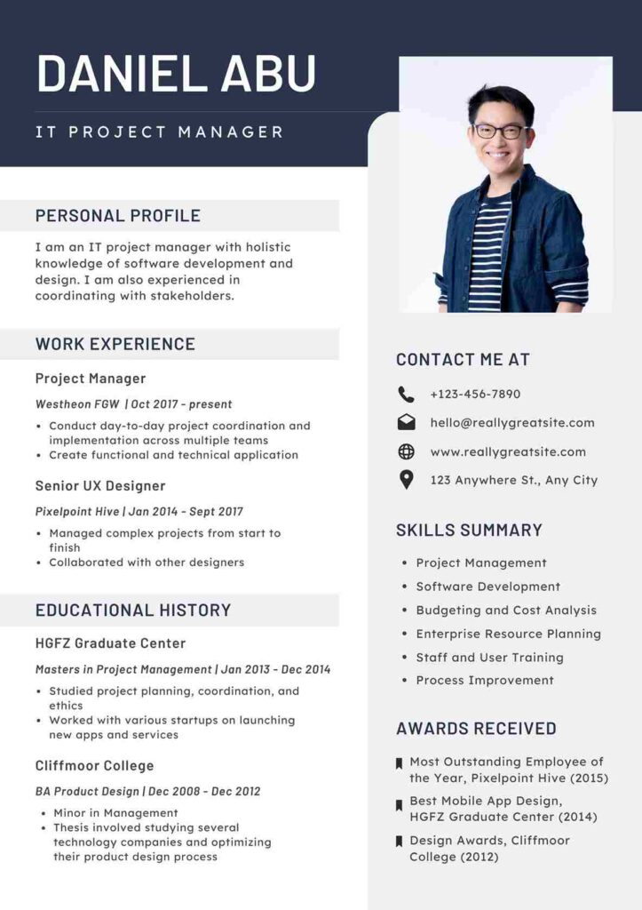 ตัวอย่าง Resume เรซูเม่