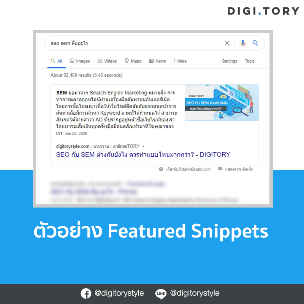 ตัวอย่าง Featured Snippets บน Google