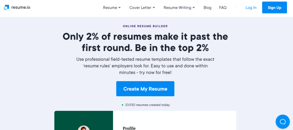 Resume.io AI ช่วยทำ Resume